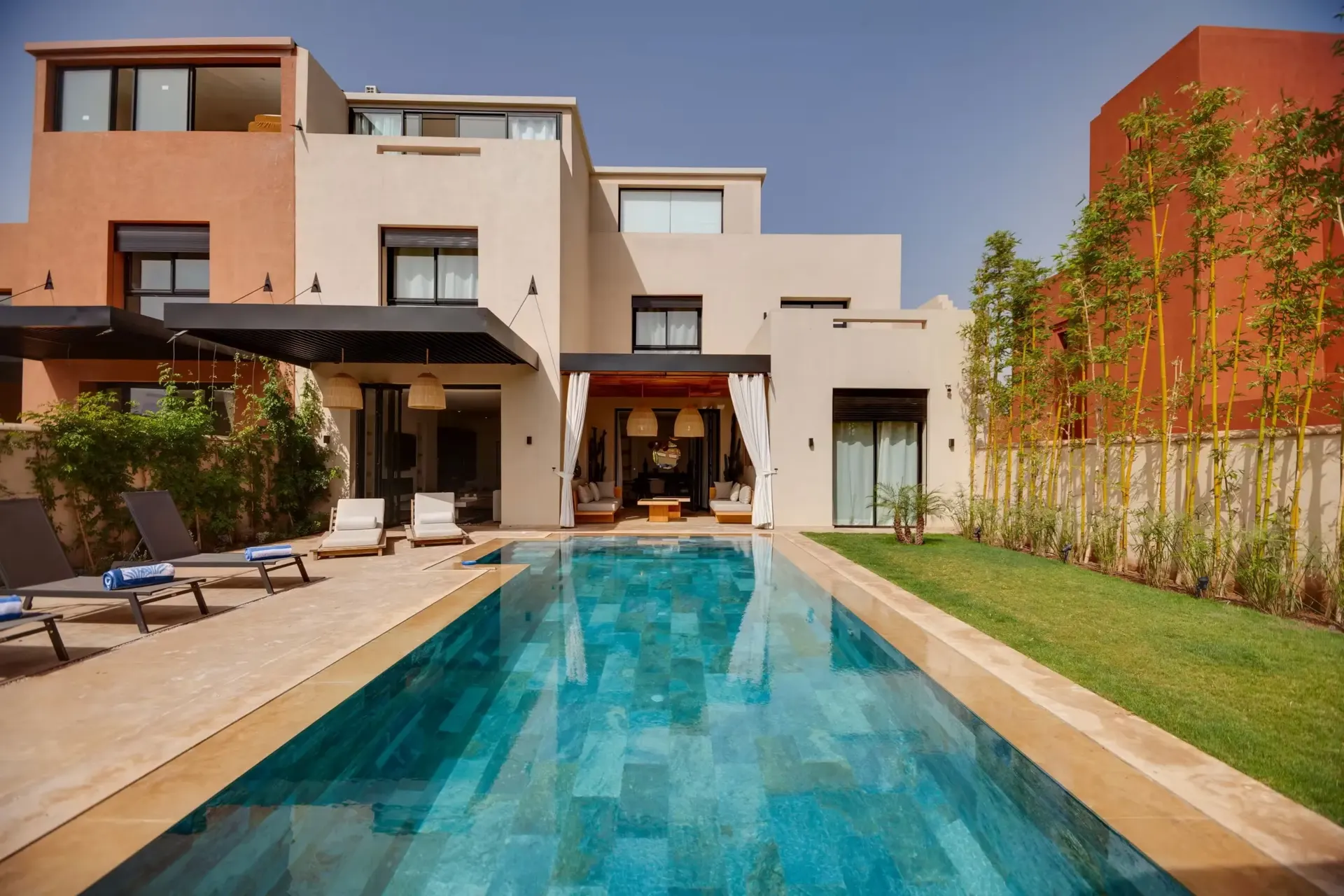 Villa Golf 3 — la façade et l'entrée (golf Al Maaden, Marrakech)