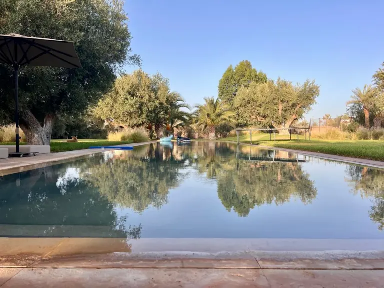 Villa Lucie — la piscine et la terrasse (Palmeraie, Marrakech)